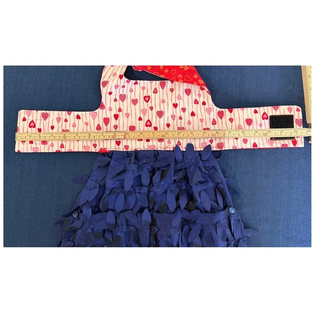 Dog Dress Small Red Navy Heart Print‎ Rosette Handmade Formal Miss Zoey's Closet